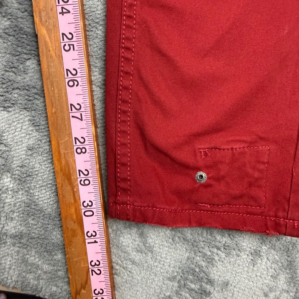 Smugglers Moon Mens Red Cargo Pants Zippers Distressed Utility Slim Fit 34x32 - Picture 5 of 9